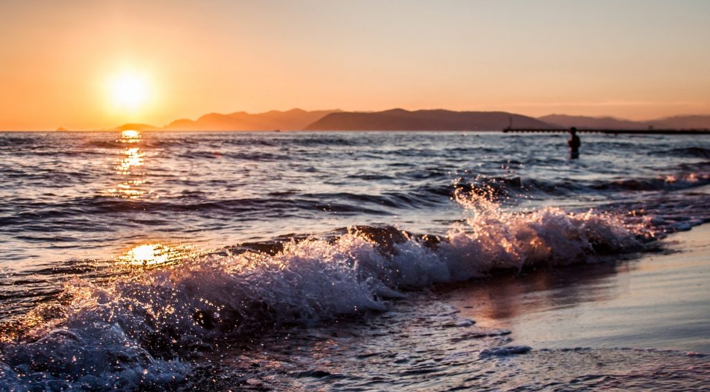 Picture of a sunset on a beach
