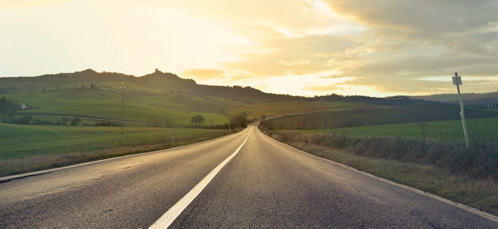 Road into sunset